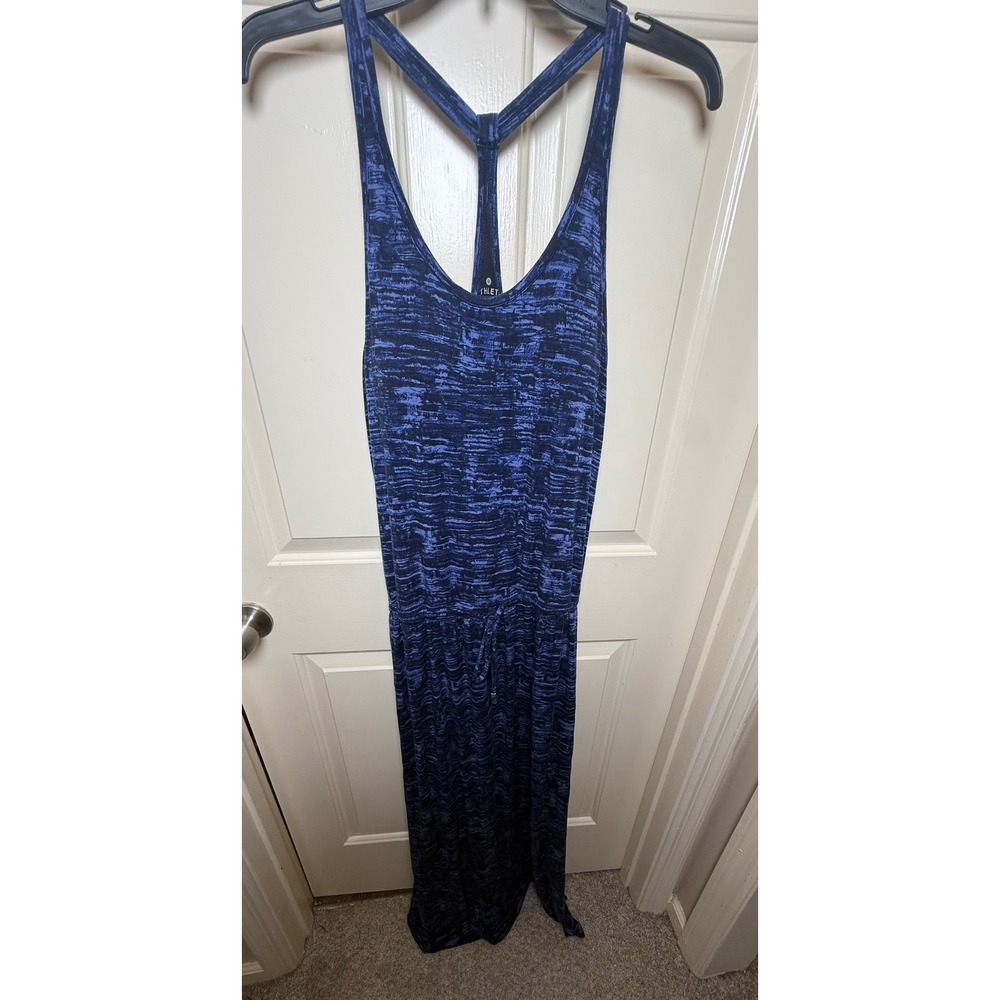 Athleta Blue Space Dye Racerback Maxi Dress with Built-in Bra Womens Large